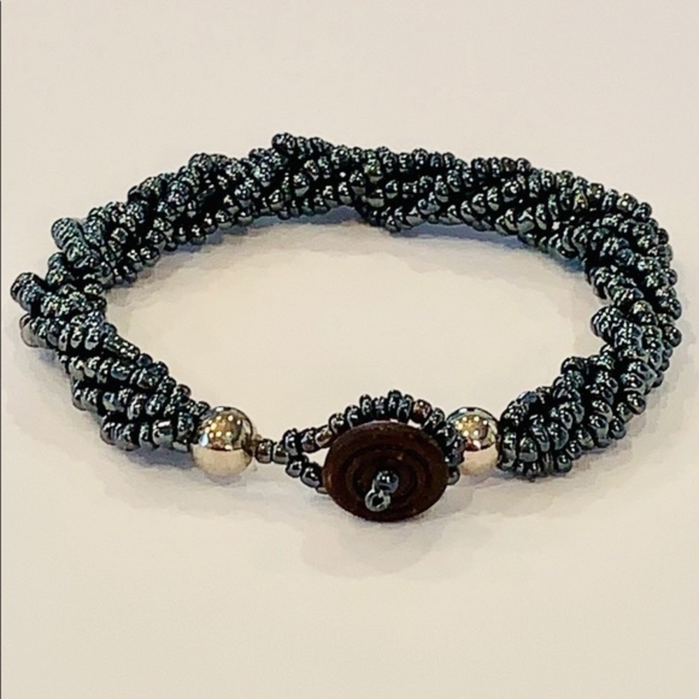💐5/25 seed bead button clasp statement bracelet
